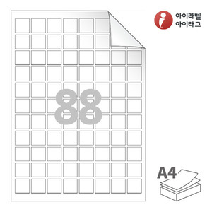 22 x 22 (mm) RV888 흰색 모조 시치미