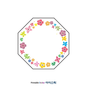 STA128D002LU, 흰색 광택 방수 잉크젯, 46 x 46 (mm) 팔각형, 잉크젯 프린터 전용