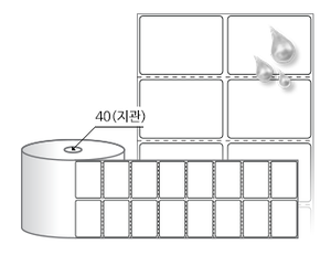 RS050035PPDT 흰색(방수) PP 감열지, 50 x 35 (mm), 지관: 40mm [2,000라벨/Roll]
