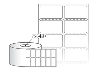 RL040022DT 라벨크기: 40 x 22 (mm) , 지관: 75mm [10,000라벨/Roll]