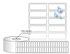 RL030010PP, 흰색(방수) PP, 30 x 10 (mm) , 지관: 75mm [24,000라벨/Roll]
