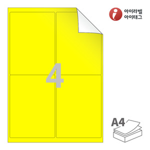 RV222TY, 노란색 모조 시치미, 99.5 x 138.2 (mm), 잉크젯, 레이저 프린터 겸용