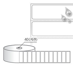 RS5518PPDT 흰색(방수) PP 감열지, 55 x 18 (mm), 지관: 40mm [1,500라벨/Roll]