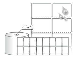 RL050035PPDT 흰색(방수) PP 감열지, 50 x 35 (mm) , 지관: 75mm [8,000라벨/Roll]